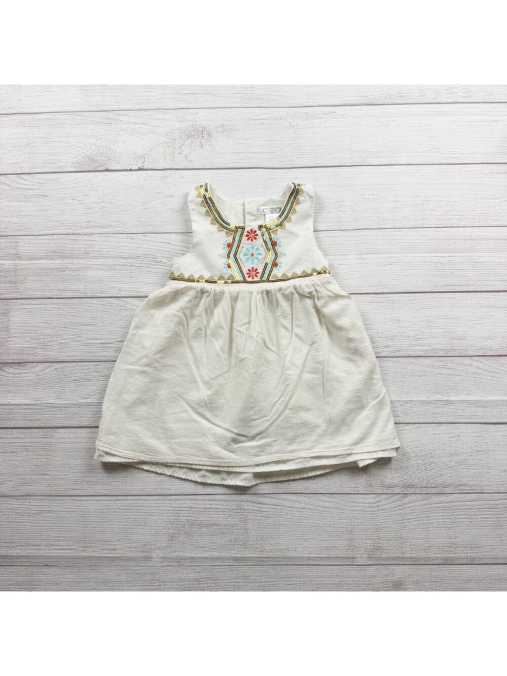 Aphorism Girls Embroidered Sleeveless Dress Gold Sequin Details Off White 6